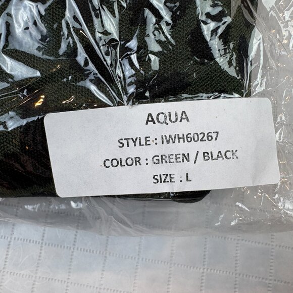 AQUA Leopard animal print Jacquard Long Sleeve Top Black and Green - Picture 9 of 11